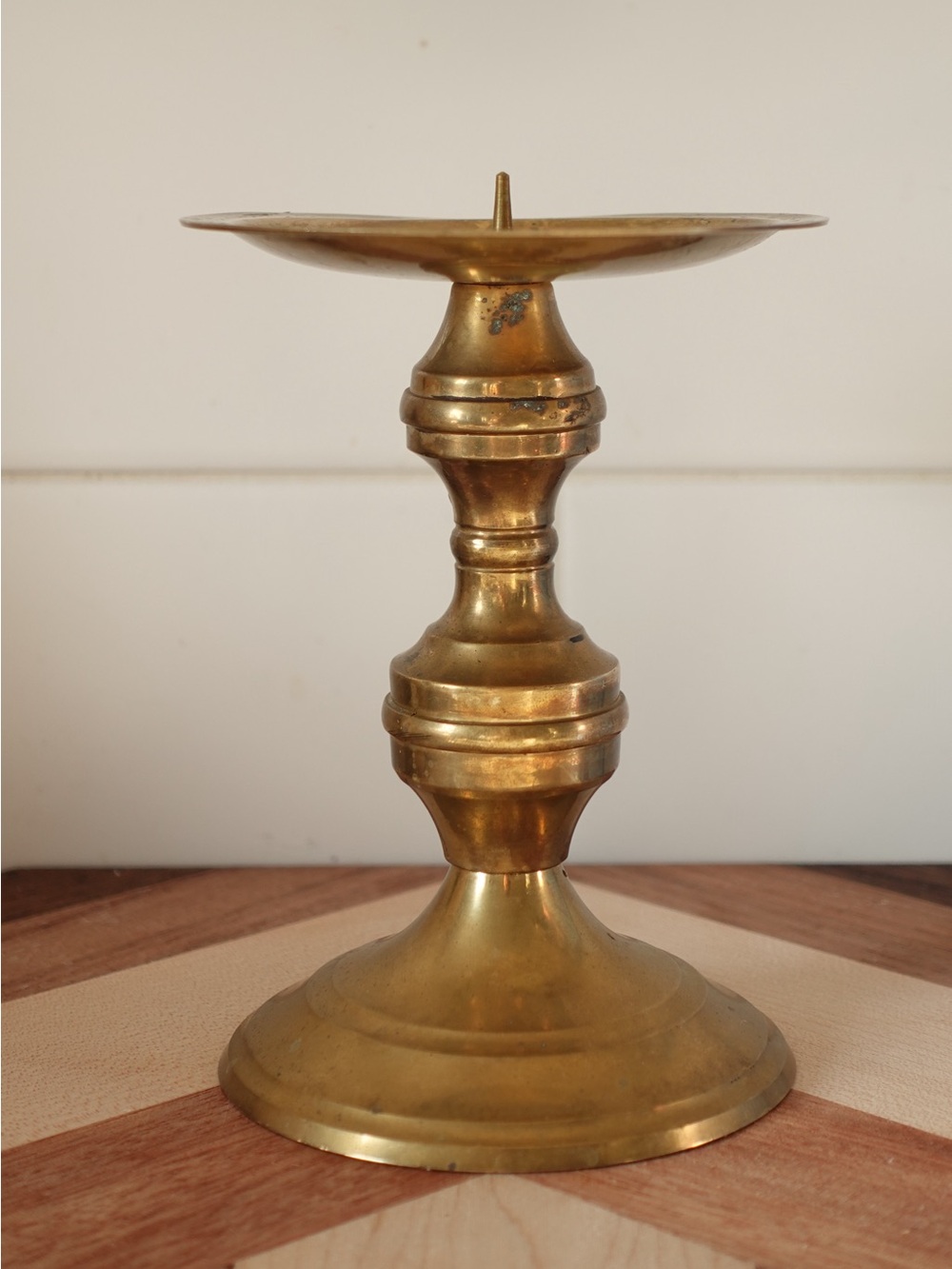Vintage Brass Pillar Candle Holder Baluster Spike